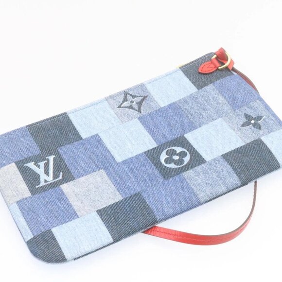 LOUIS VUITTON Monogram Denim Neverfull MM Tote Bag Blue M44981 LV Auth 22325S - Picture 12 of 16